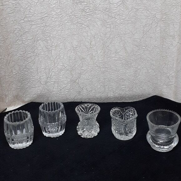 Vintage toothpick holders - Lot of 5 crystal/glass - Picture 1 of 10